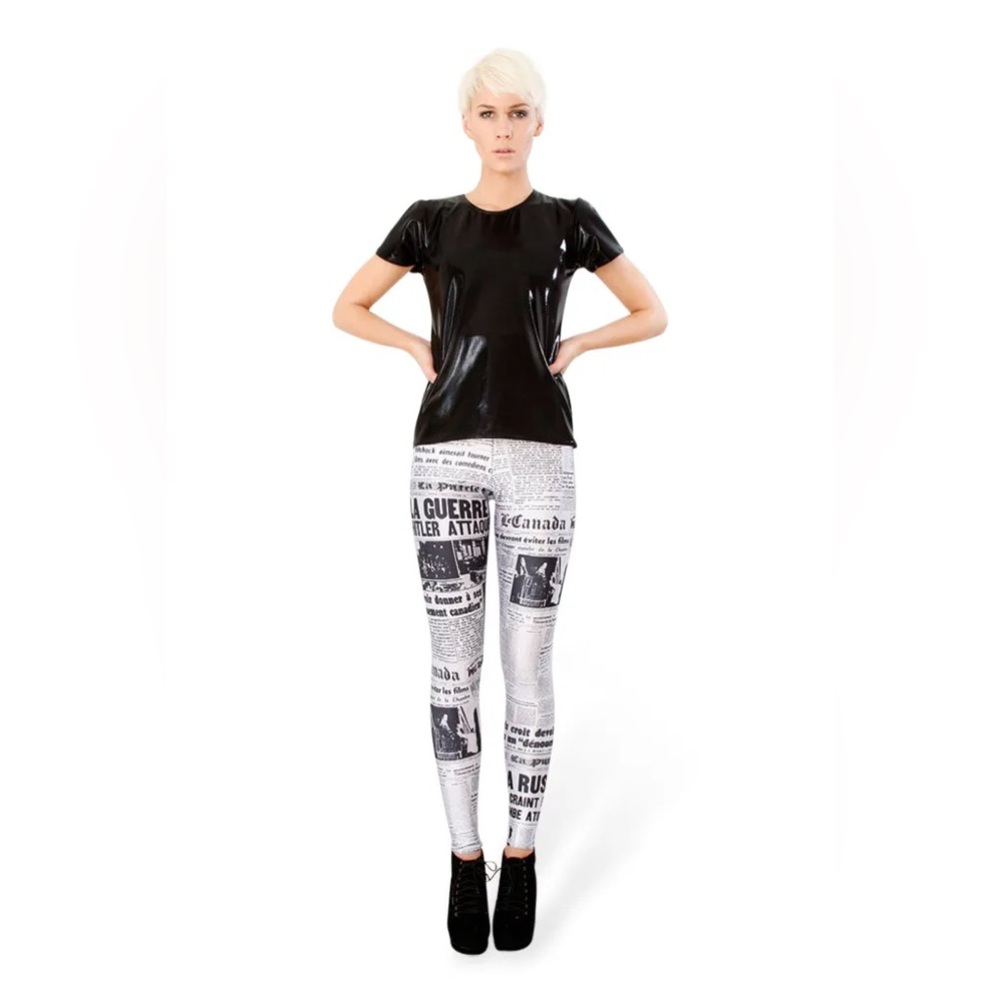 RARE Blackmilk Clothing Original Newspaper legs - size S